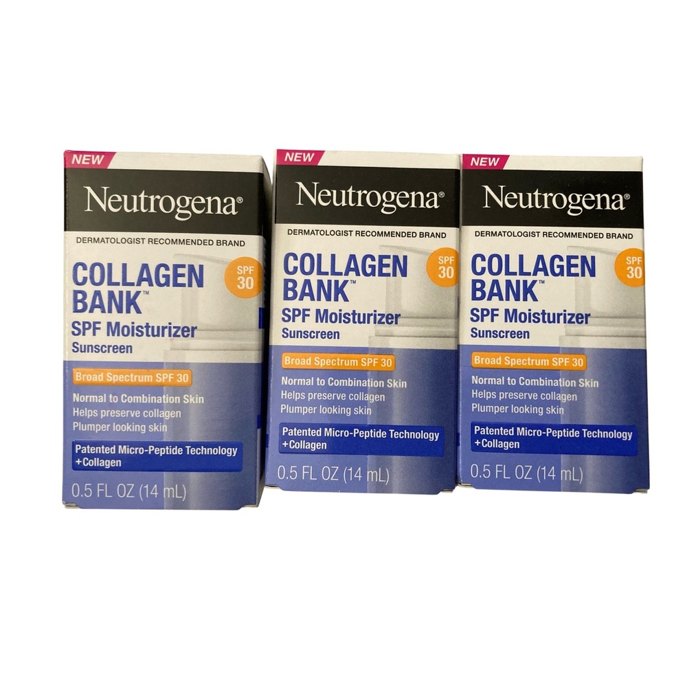 3x Neutrogena Collagen Bank SPF 30 Moisturizer Sunscreen 0.5oz Each Lot of 3